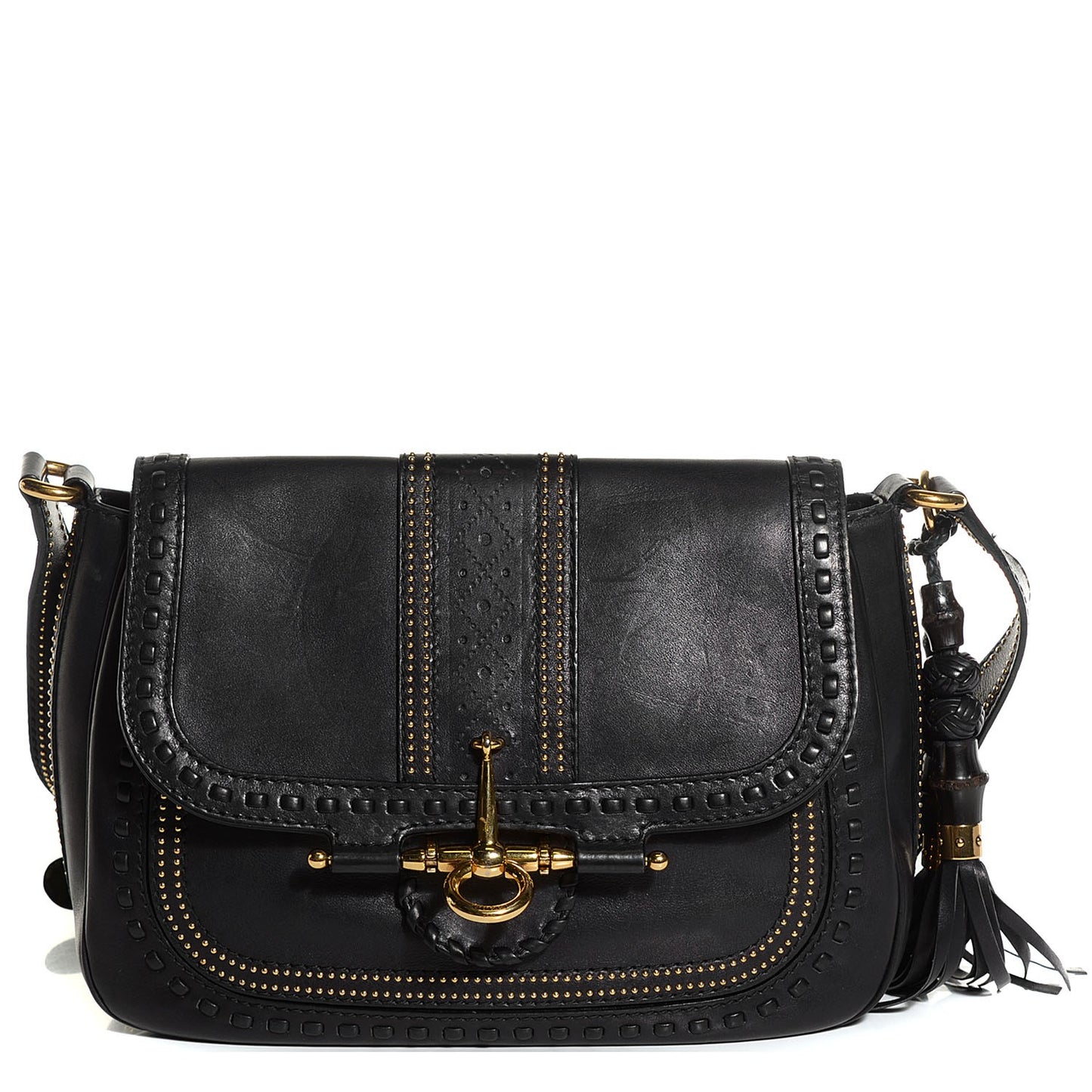 Calfskin Medium Snaffle Bit Shoulder Bag Black