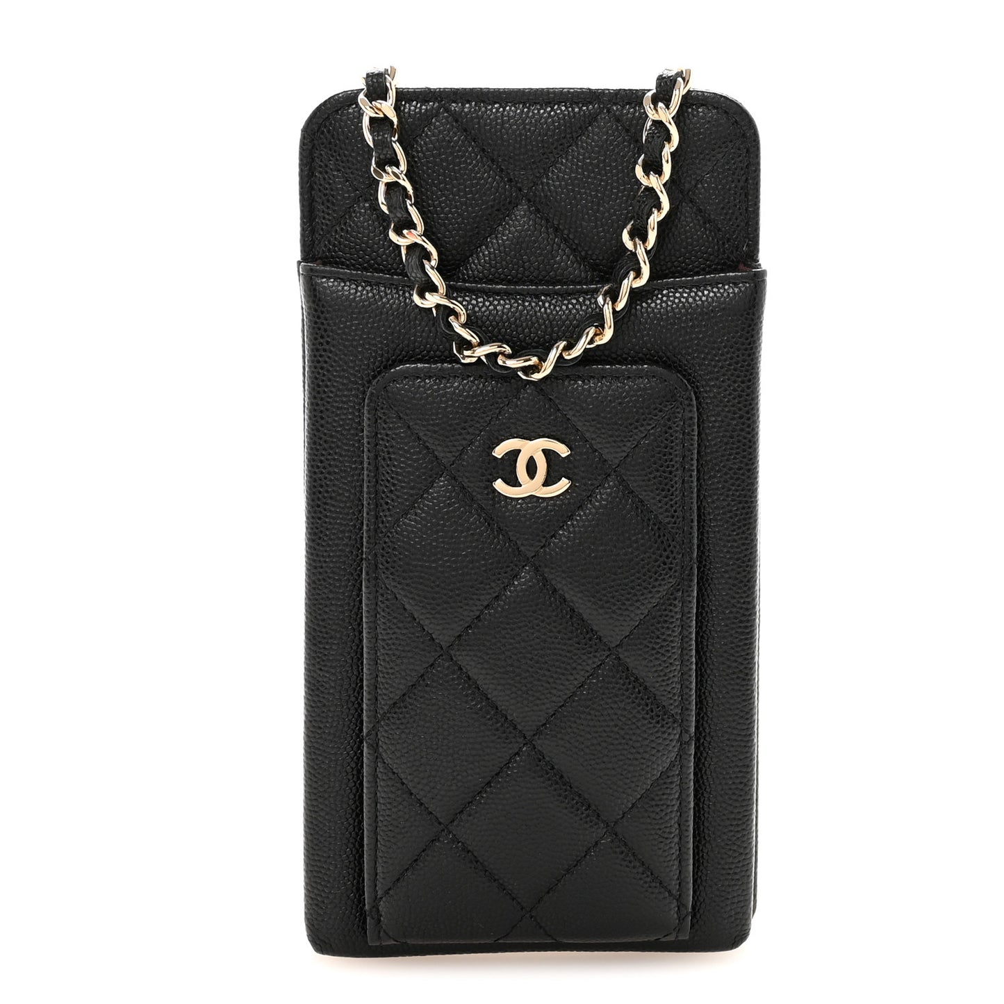 Caviar Quilted Zip Phone Case Black