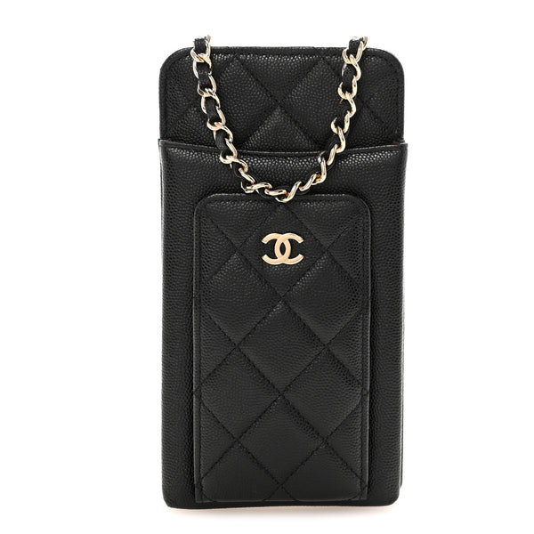 Chanel Caviar Quilted Zip Phone Case Black 1851848 – FASHIONPHILE
