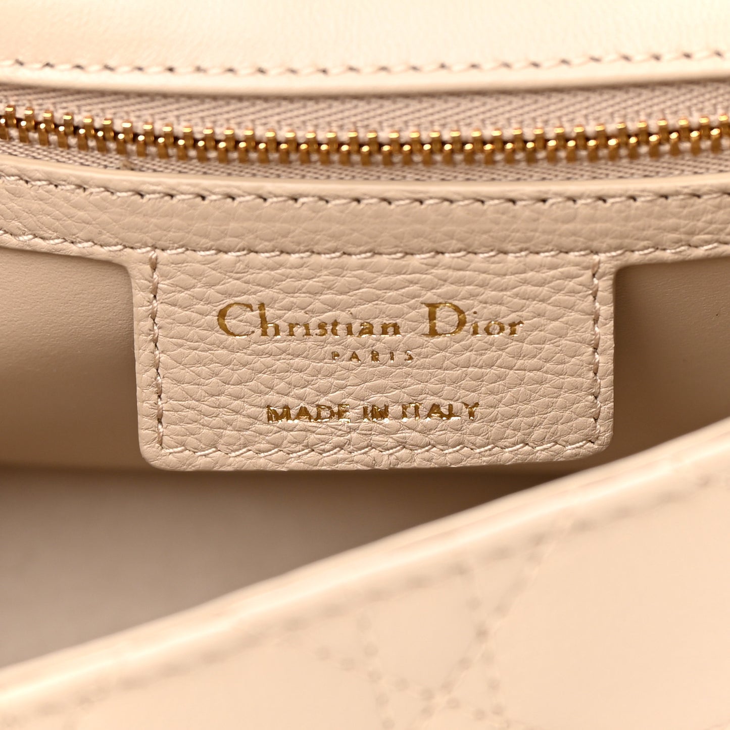 Calfskin Cannage Medium Caro Bag Beige