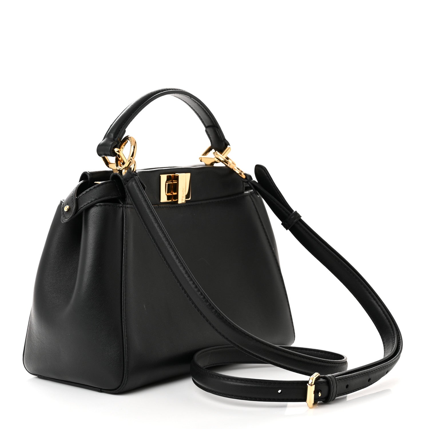 Fendi Nappa Stacked Bar Mini Peekaboo Iconic Satchel Black 3 of 12