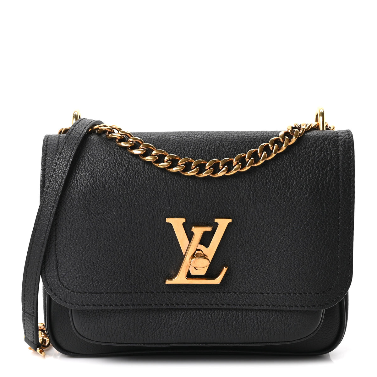 Grained Calfskin Lockme Chain Bag PM Black