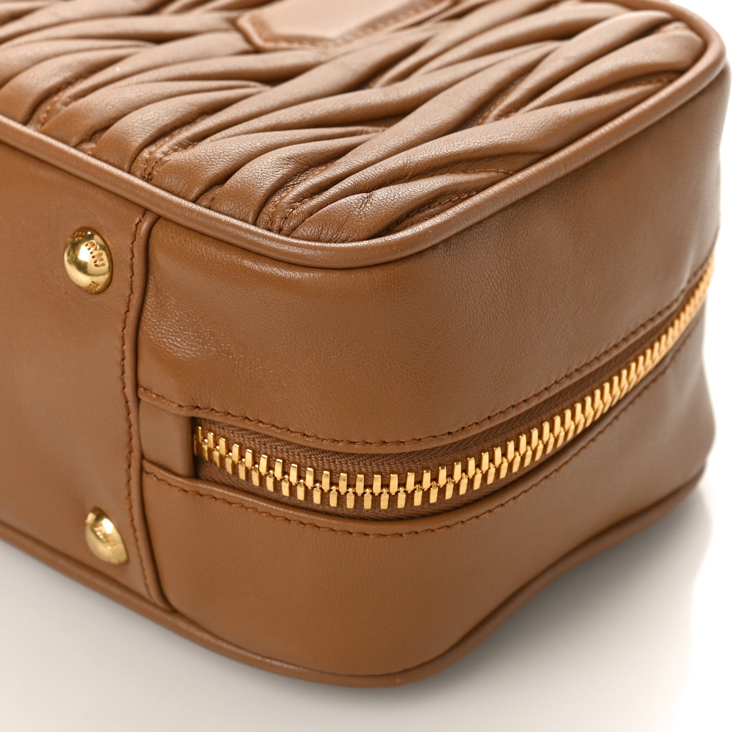 Miu Miu Nappa Matelasse Large Arcadie Top Handle Bag Caramel 8 of 8