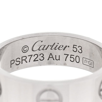 Cartier 18K White Gold 5.5mm LOVE Ring 53 6.25 4 of 5