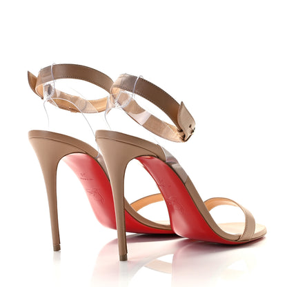 Christian Louboutin Shiny Nappa PVC Jonatina 100 Sandals 39 Nude 3 of 11