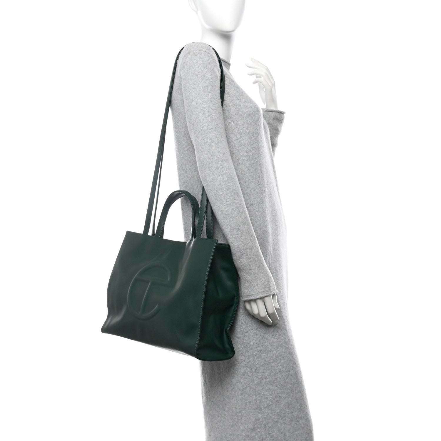 Telfar Vegan Leather Medium Shopping Bag Dark Olive 2 of 9