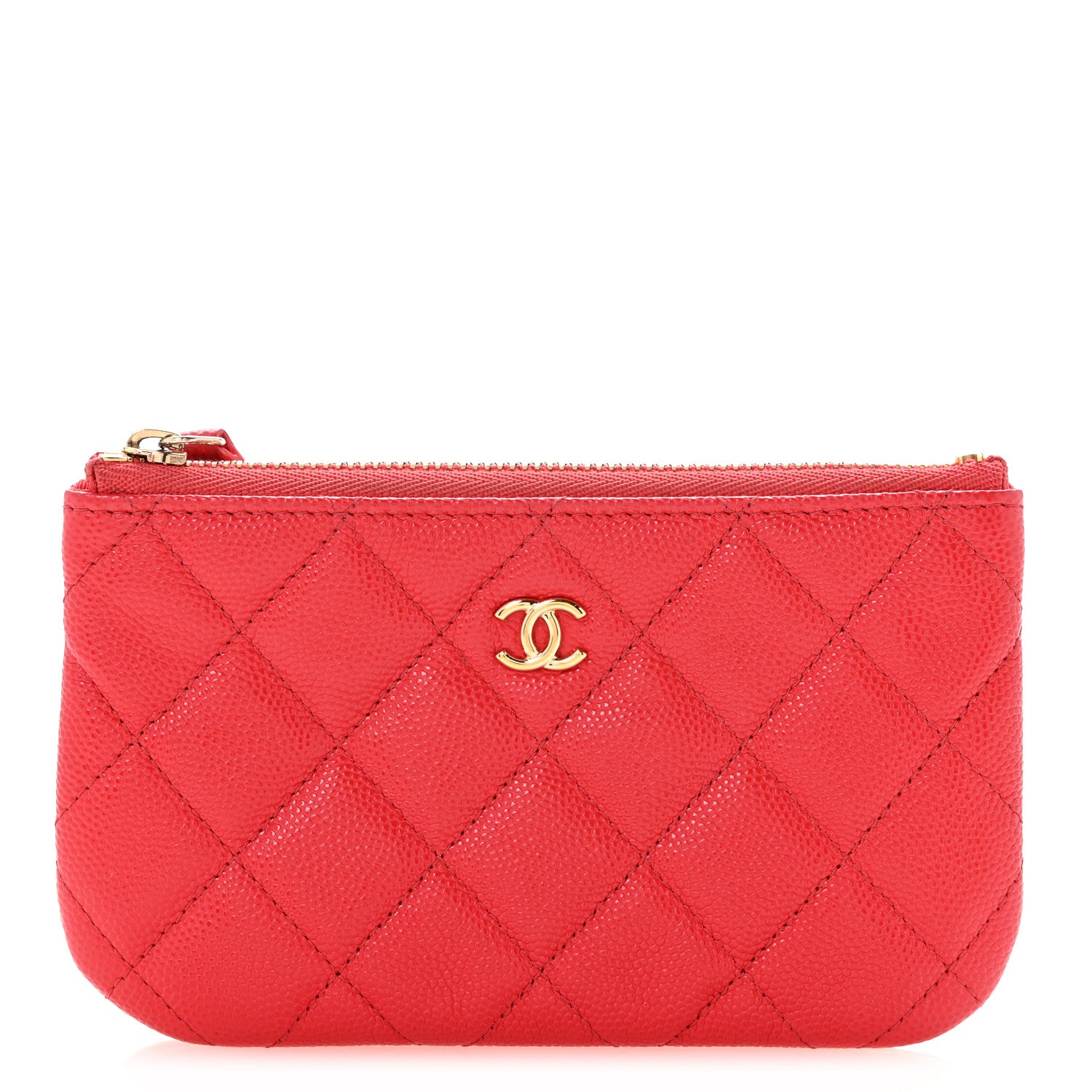 Chanel Caviar Quilted Small Cosmetic Case Red 1 of 12