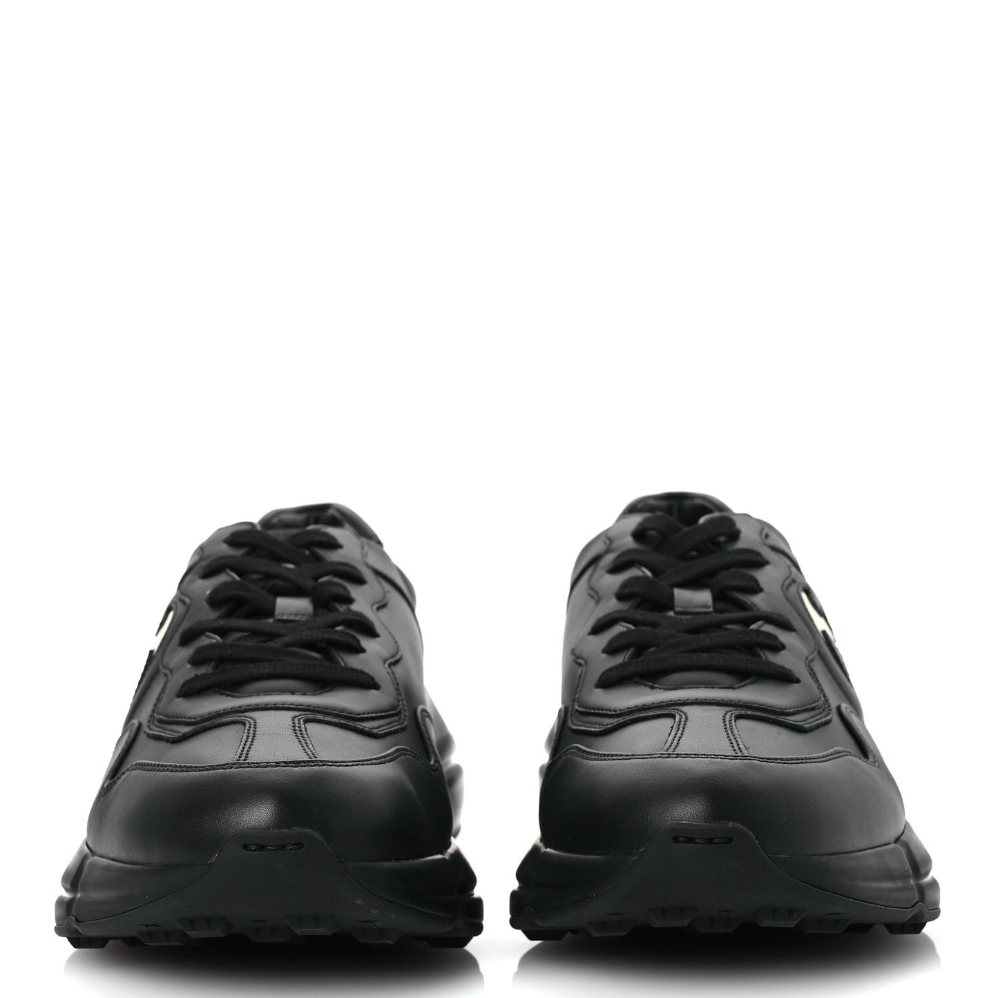 Dali Soft Calfskin Cut Out Interlocking G Mens Rhyton Sneakers 11 Black Ivoire