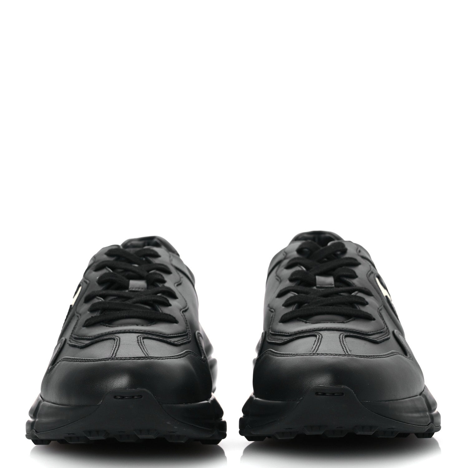 Gucci Dali Soft Calfskin Cut Out Interlocking G Mens Rhyton Sneakers 11 Black Ivoire 3 of 10