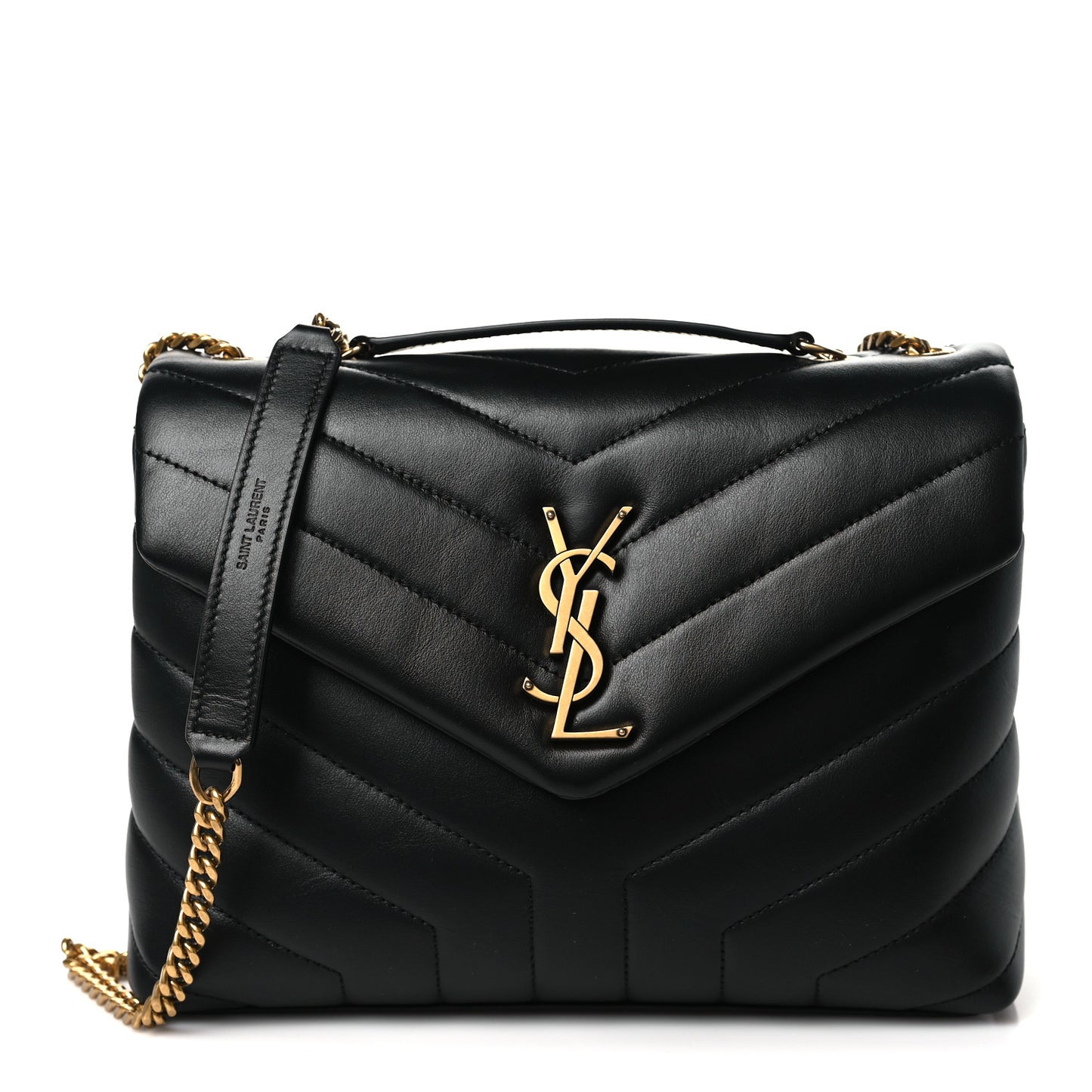 Calfskin Y Quilted Monogram Small Loulou Chain Satchel Black