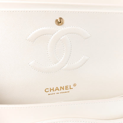 Chanel Iridescent Calfskin Quilted Medium Double Flap White 6 of 12