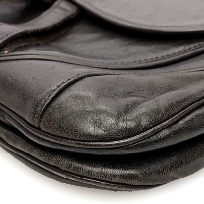 Christian Dior Ostrich Embossed Double Saddle Bag Brown 10 of 11