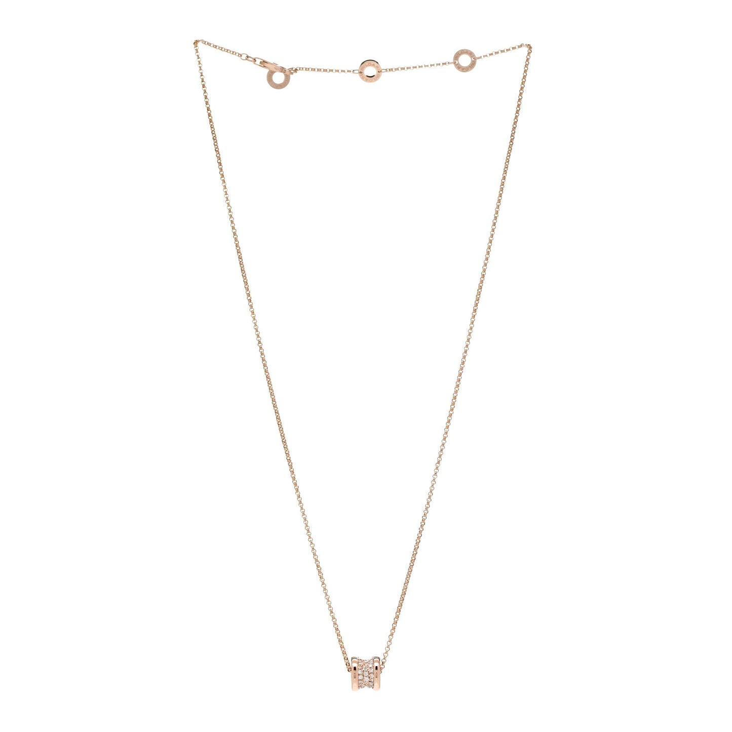 18K Rose Gold Diamond Small B.Zero1 Pave Pendant Necklace