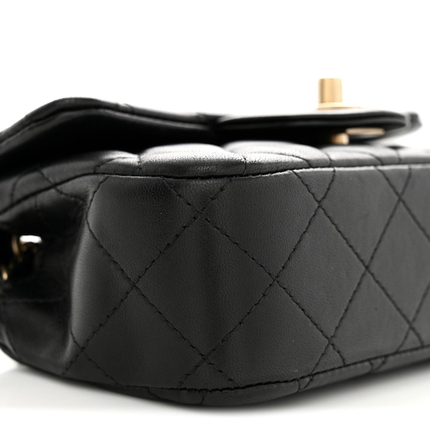 Lambskin Quilted Extra Mini Flap Black