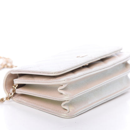 Chanel Iridescent Lambskin Quilted Mini Wallet On Chain WOC Ivory 5 of 11