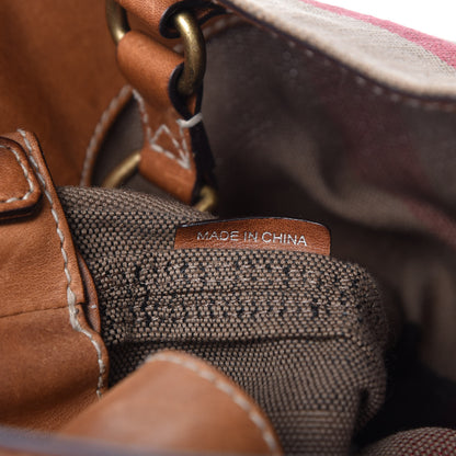 Burberry Canvas Mega Check Medium Ashby Hobo Saddle Brown 9 of 10
