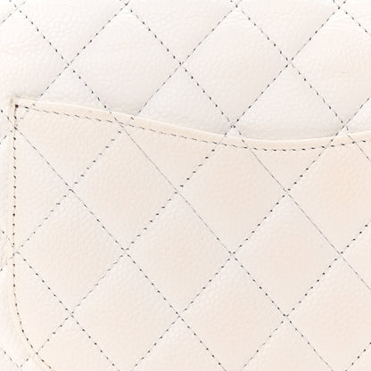 Chanel Caviar Quilted Medium Double Flap White 18 of 26