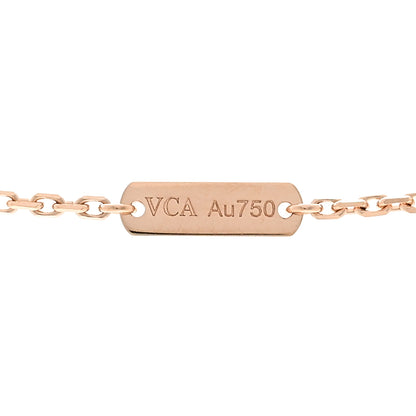 Van Cleef & Arpels 18K Rose Gold Diamond Pink Mother of Pearl Vintage Alhambra Pendant Necklace 5 of 6