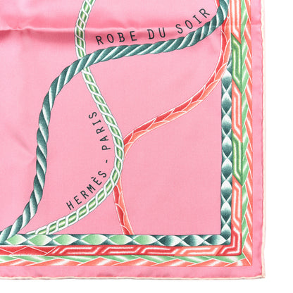 Hermes Silk Robe Du Soir Scarf 90 Rose Bonbon Gris Vert 2 of 5