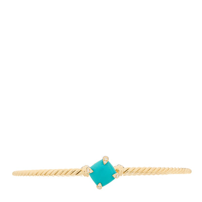 David Yurman 18K Yellow Gold Diamond Turquoise Chatelaine Bracelet 1 of 3