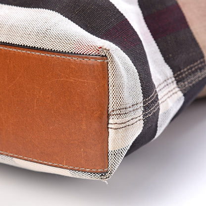 Burberry Canvas Mega Check Medium Ashby Hobo Saddle Brown 18 of 21