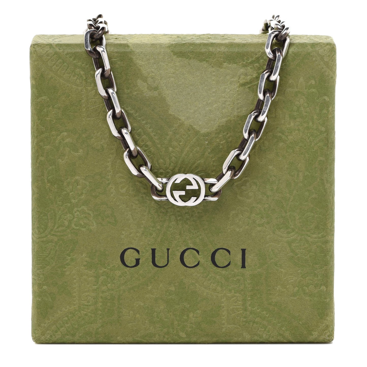 Sterling Silver Interlocking GG Chain Necklace
