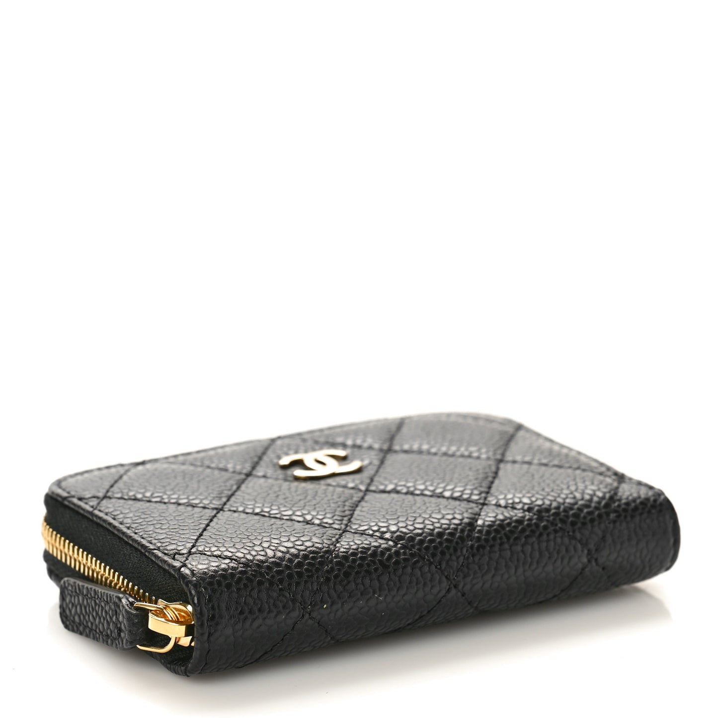 Caviar Quilted Classic Zipped Coin Purse Black