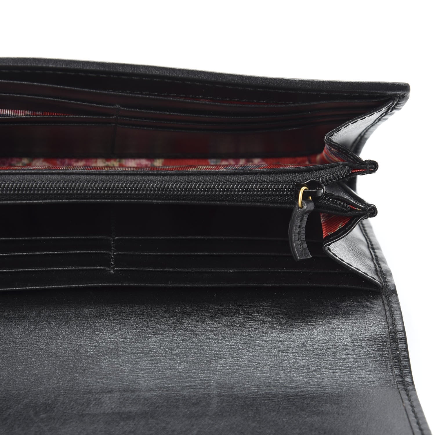Gucci Calfskin Web Trapuntata GG Continental Wallet Black 4 of 8