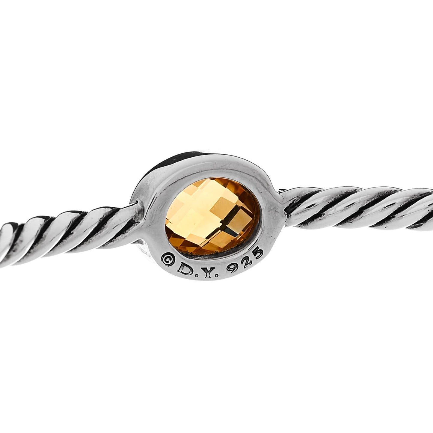 Sterling Silver Citrine 3mm 4 Station Bangle Bracelet