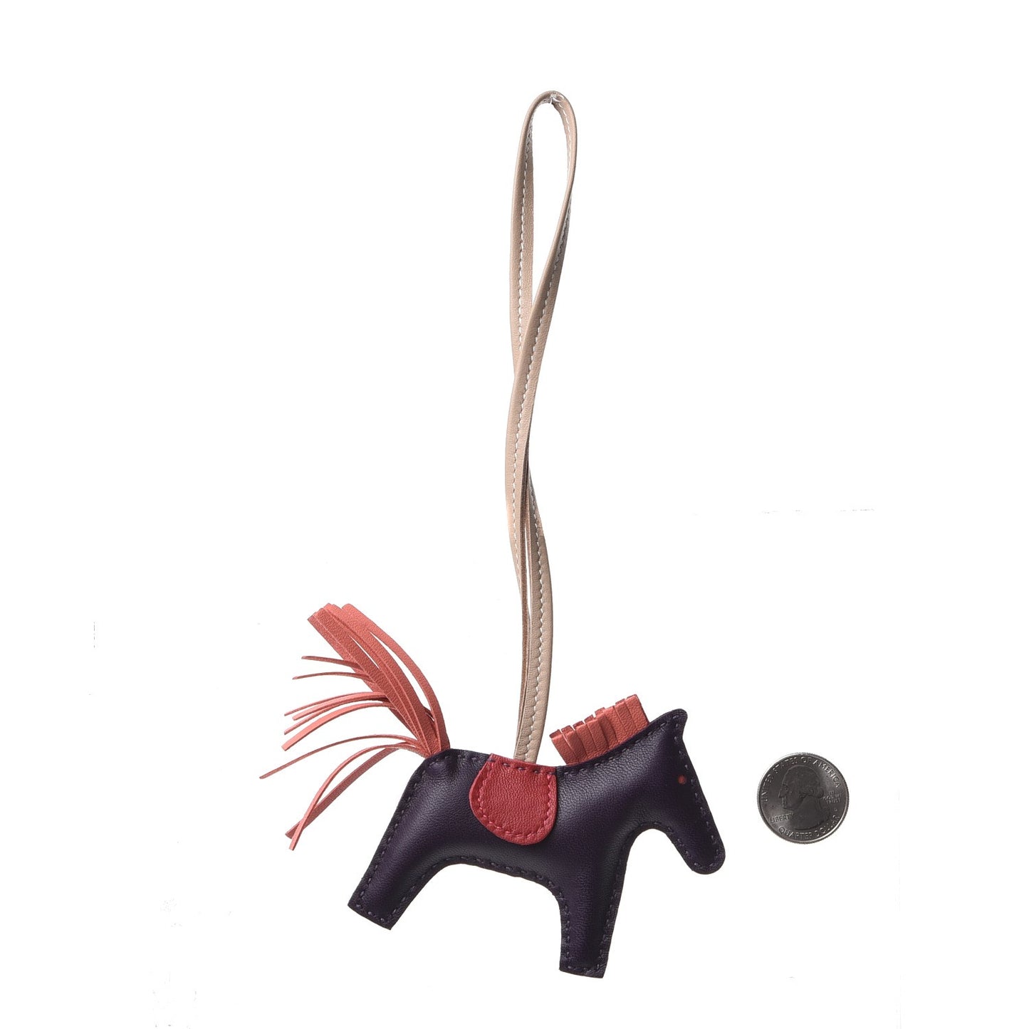 Milo Lambskin Grigri Rodeo Horse Bag Charm PM Raisin Flamingo Rouge Vif Argile