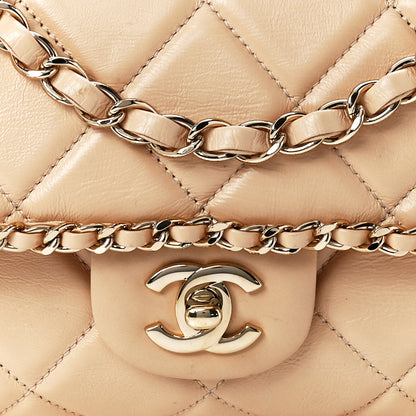 Chanel Crumpled Calfskin Medium Chain All Over Flap Beige 9 of 12