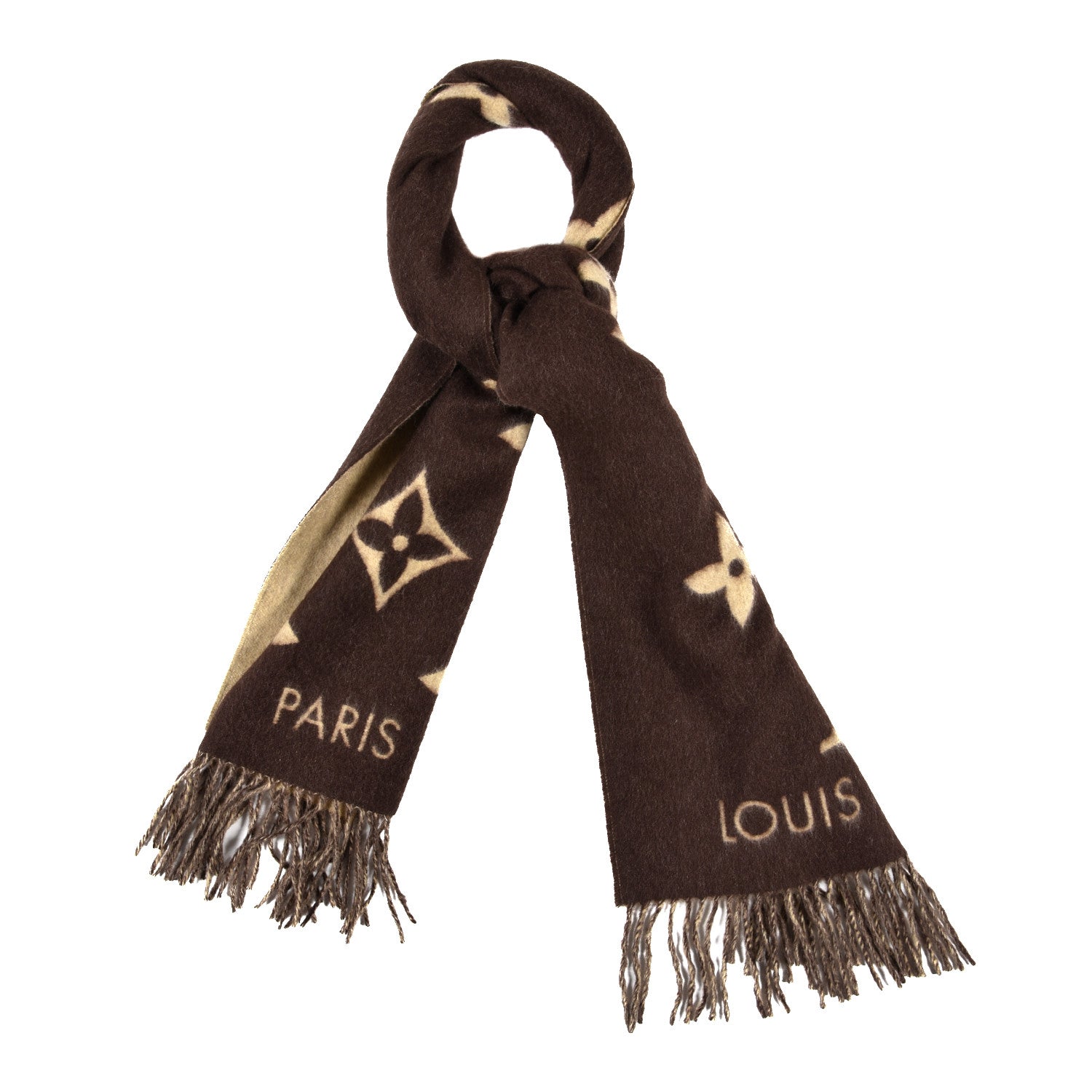 Louis Vuitton Cashmere Monogram Reykjavik Scarf Brown 1 of 5