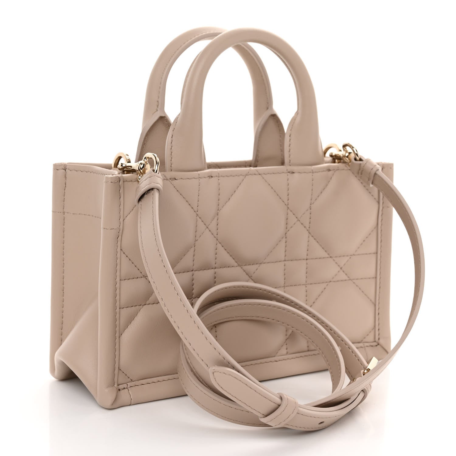 Christian Dior CHRISTIAN DIOR Calfskin Macrocannage Mini Book Tote Trench Beige 3 of 10