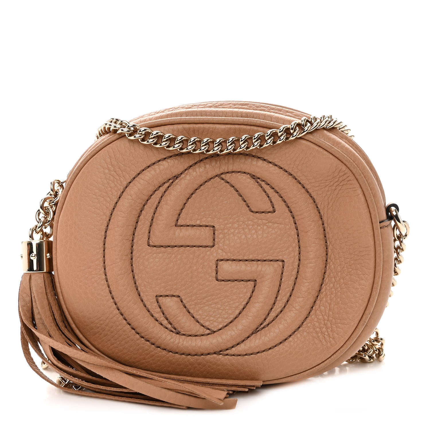Gucci Pebbled Calfskin Mini Soho Chain Bag Camelia 1 of 10