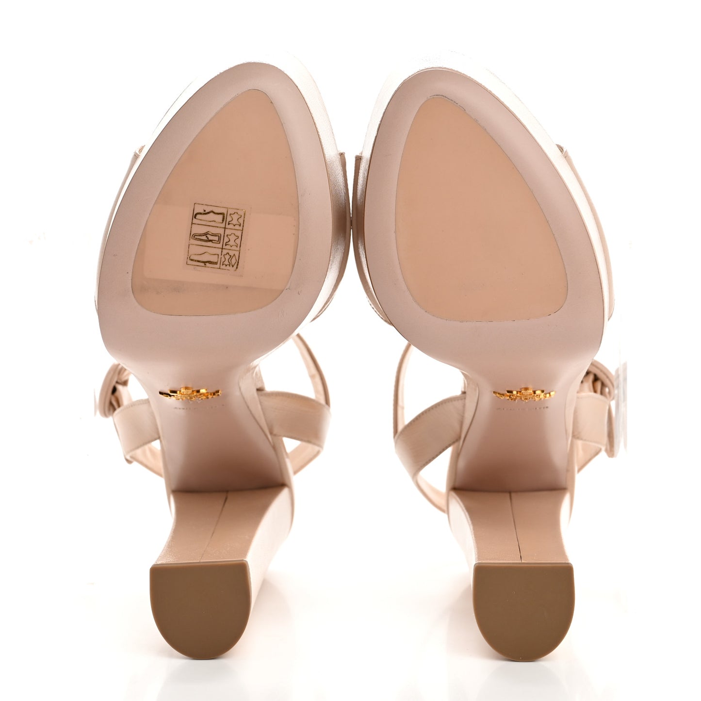 Vernice Saffiano Embossed Platform Sandals 41 Beige
