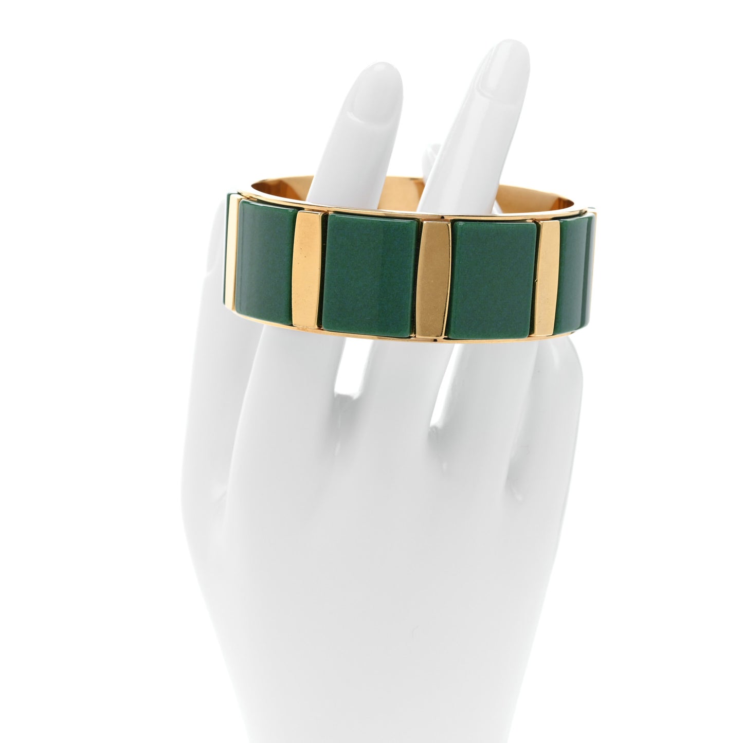 Metal Resin Bangle Bracelet Gold Green