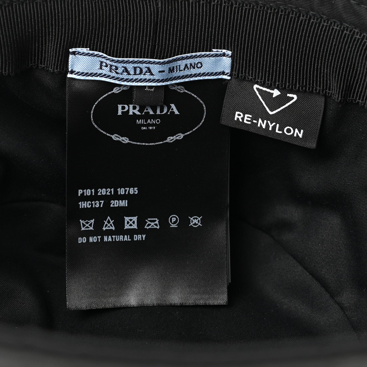 Prada Re-Nylon Metal Triangle Logo Womens Bucket Hat M Black 8 of 8
