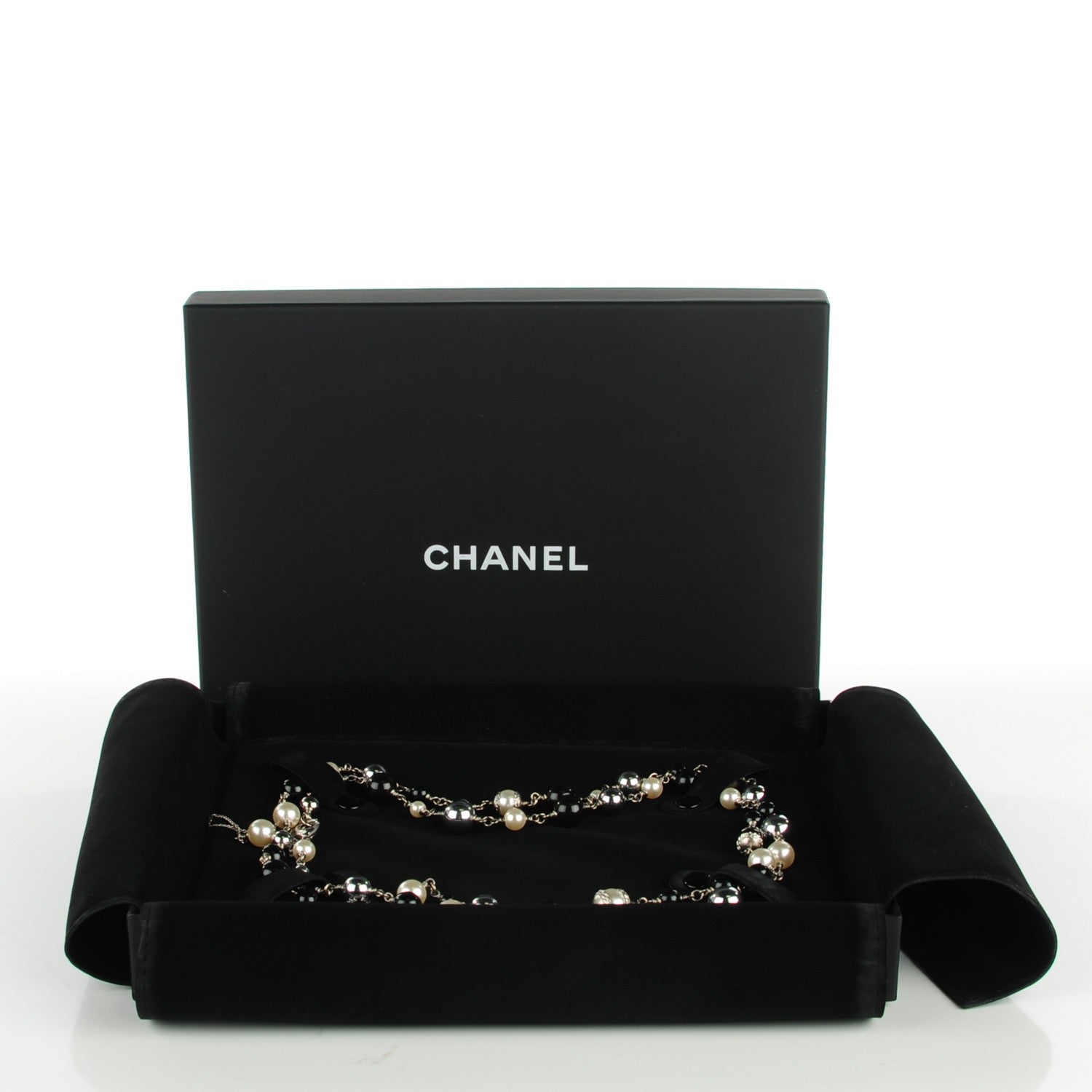 Chanel Pearl Beaded CC Long Necklace Black 5 of 5