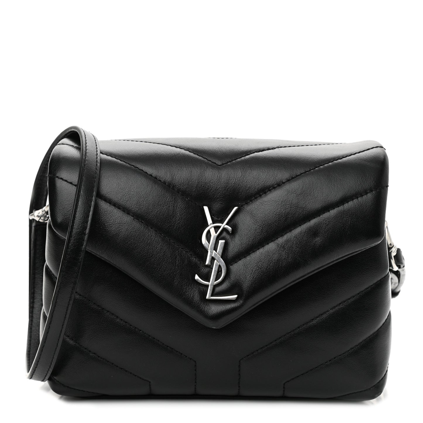 Calfskin Y Quilted Monogram Toy Loulou Crossbody Bag Black