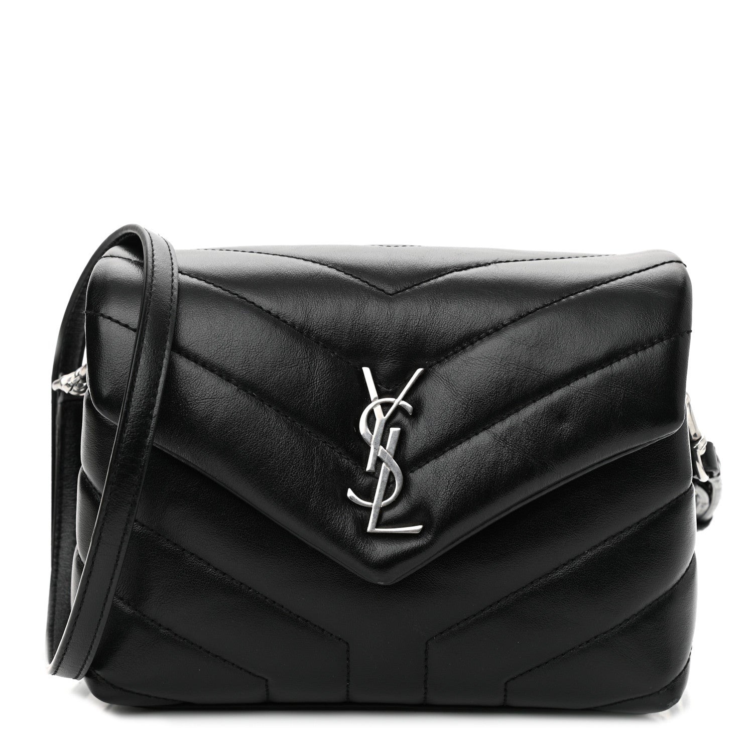 Saint Laurent Calfskin Y Quilted Monogram Toy Loulou Crossbody Bag Black 1 of 10