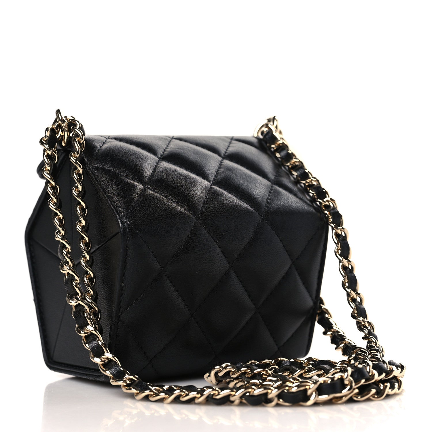 Chanel Lambskin Quilted Foldable Jewelry Box With Chain Black 4 of 11