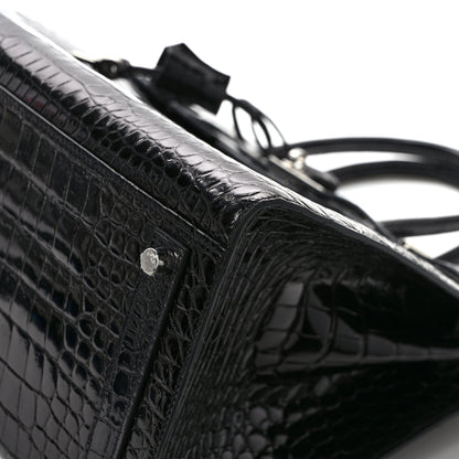 Hermes Shiny Porosus Crocodile Birkin Sellier 35 Black 12 of 16