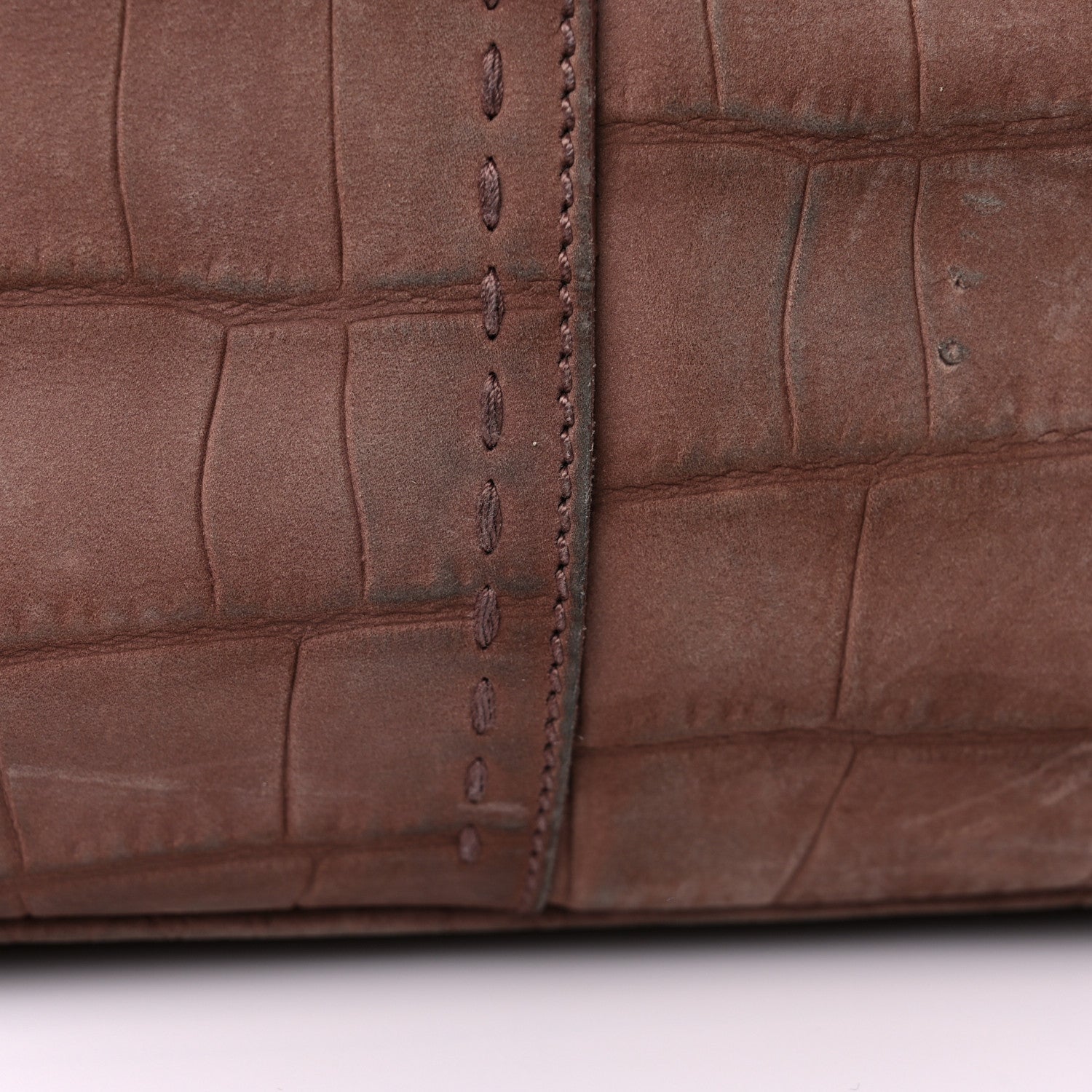 Saint Laurent Nubuck Crocodile Embossed Oversized Muse Brown 7 of 9