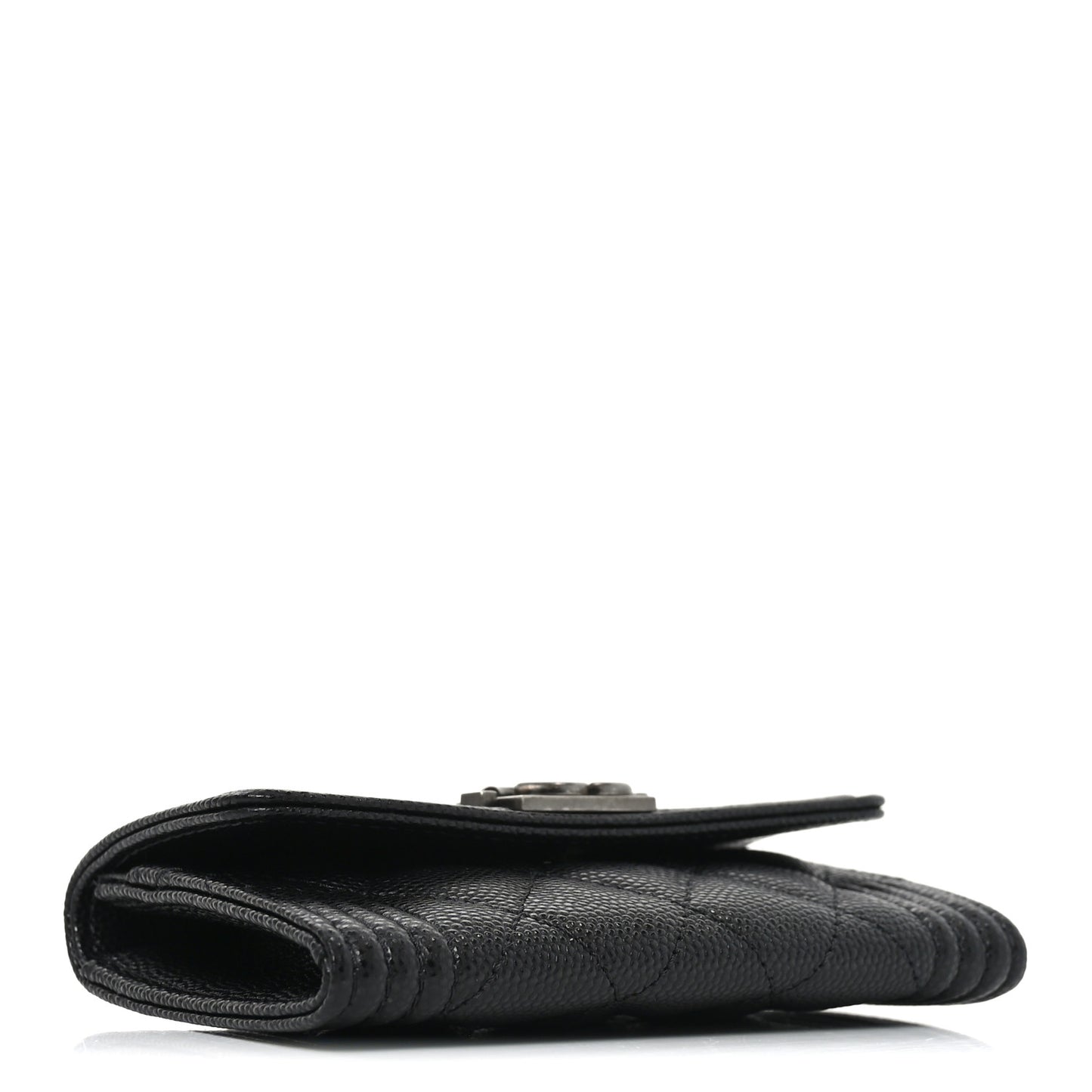 Caviar Quilted Boy Flap Card Holder Black