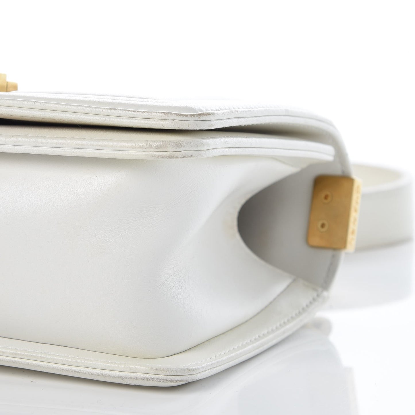 Lizard Chevron Small Boy Flap White Gold