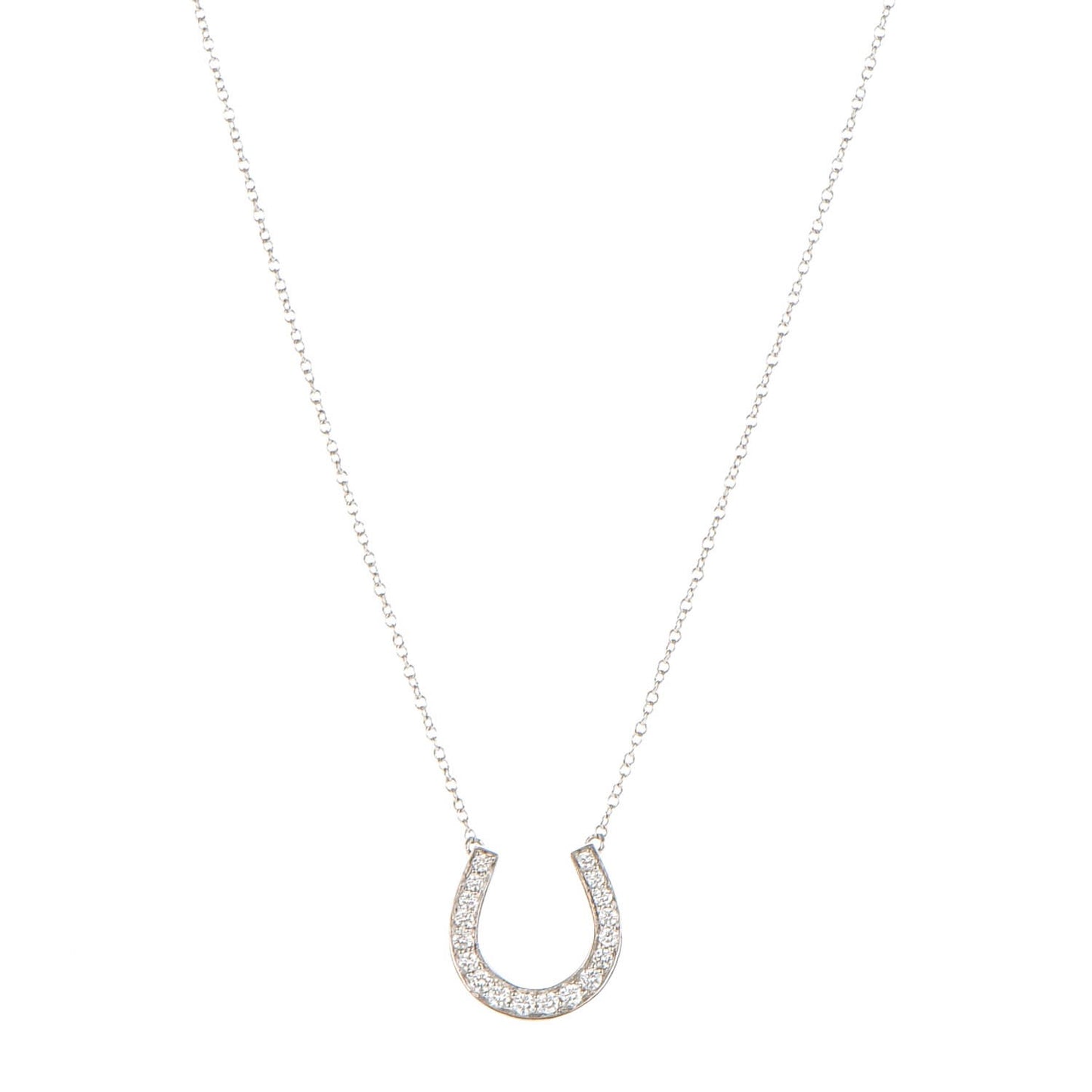 Platinum Diamond Horseshoe Pendant Necklace