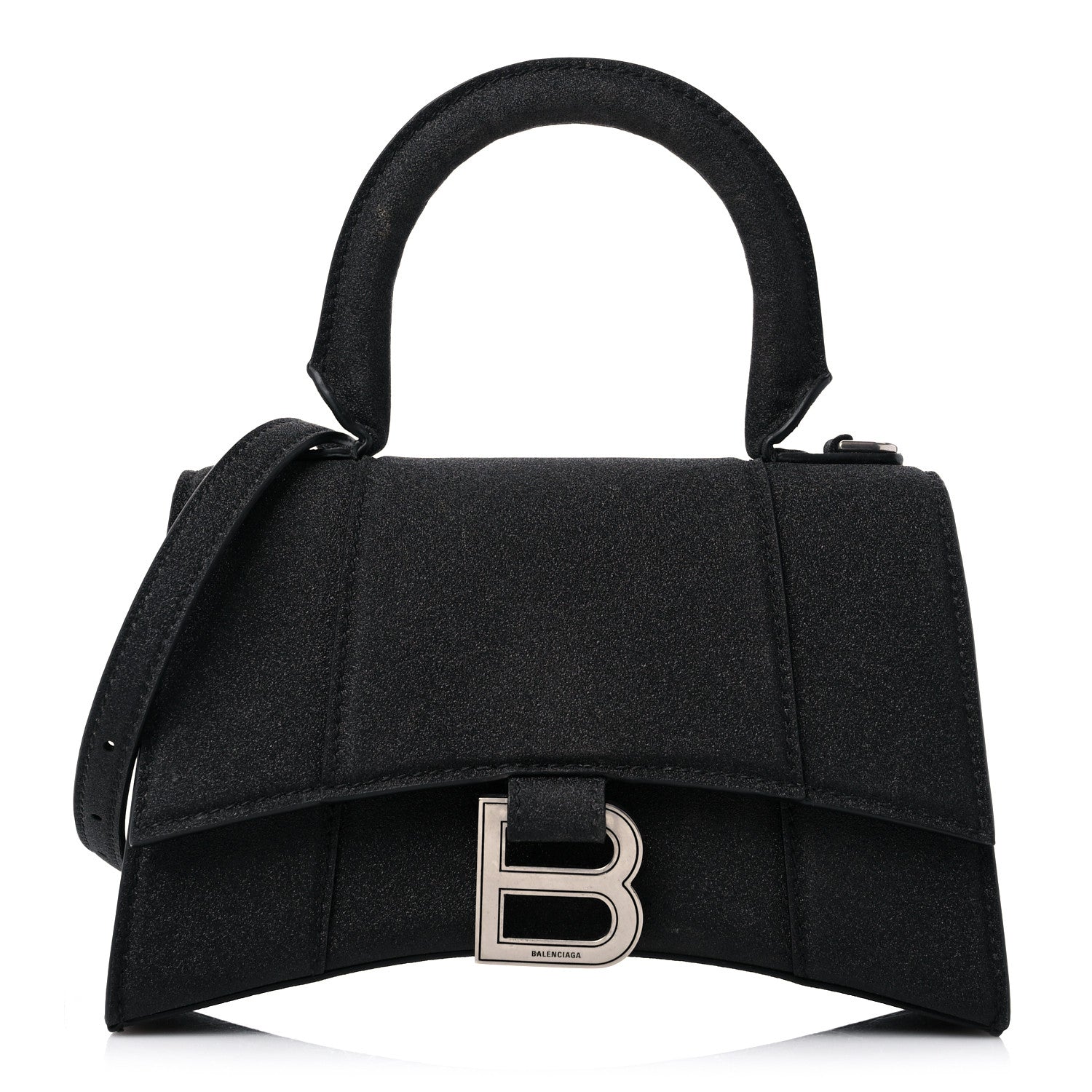 Balenciaga Glitter Fabric Hourglass Top Handle Bag XS Black 1 of 12