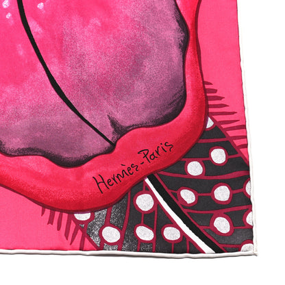 Hermes Silk Baobab Cat Scarf 90 Rose Vif Prune Gris 4 of 6