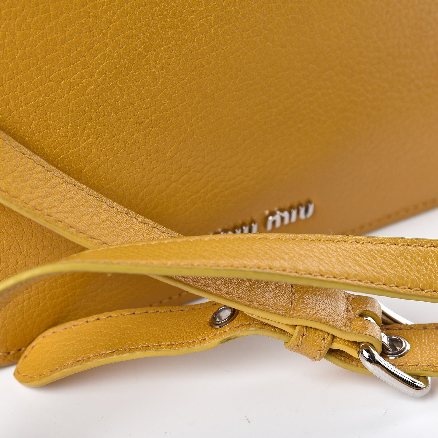 Miu Miu Goatskin Madras Shoulder Bag Yellow 12 of 18