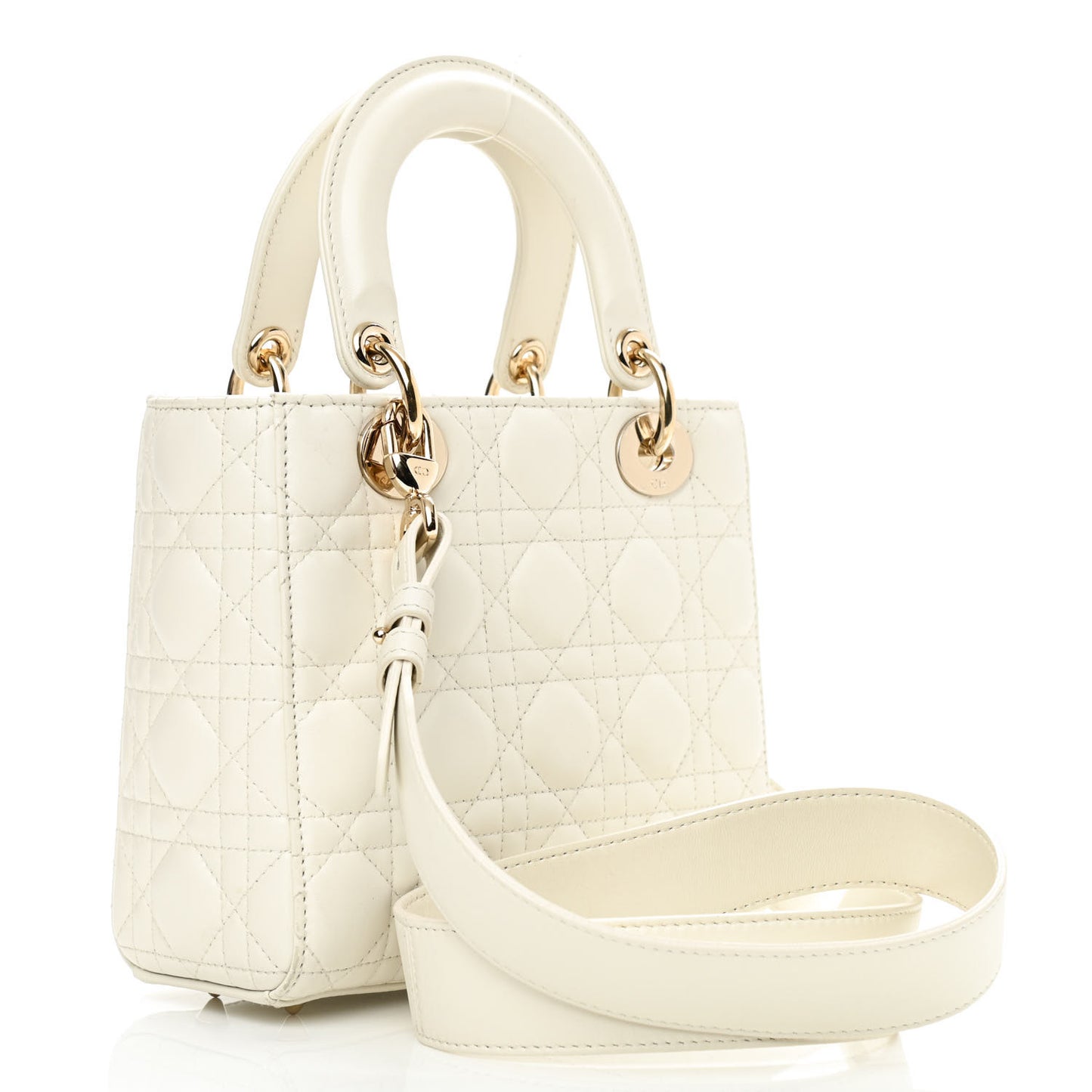Lambskin Cannage Small My ABCDior Lady Dior White